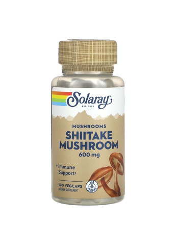 Гриб Шиитаке в капсулах Shiitake Mushroom 600мг - 100 вег.капсул Solaray (292014036)