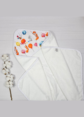 Полотенце уголок a.l.babybox Лисички на шариках 80х80 Белое No Brand белый