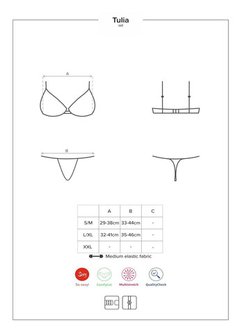 Черный демисезонный комплект (бюст+трусики) tulia set Obsessive