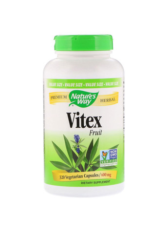 Плоди вітексу, фітодобавка при ПМС, Vitex,, 400 мг, 320 веганських капсул Nature's Way (366734385)
