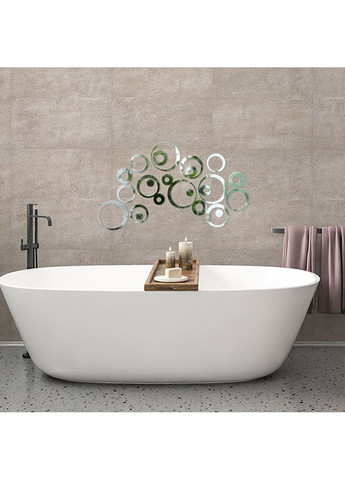 Дзеркальний акриловий декор самоклеючий 24шт срібло для інтер'єру стильні наклейки для стін Sticker Wall (372803518)