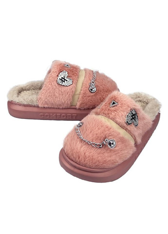 Розовые домашние тапочки женские на платформе с джибитсами розовые 5156-4 Sanlin