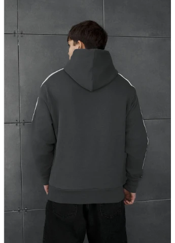 Худі чоловіче стаф темносіре в смугу оверсайз dark gray lines oversize Seli Staff (399346161)