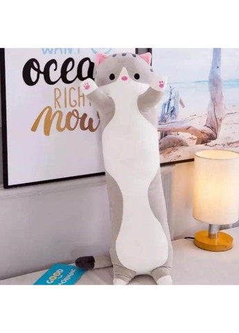 Мягкая игрушка кот серый 50 см плюшевая подушка антистресс Кот Батон для детей и взрослых для сна, объятий и декора дома No Brand (364191281)