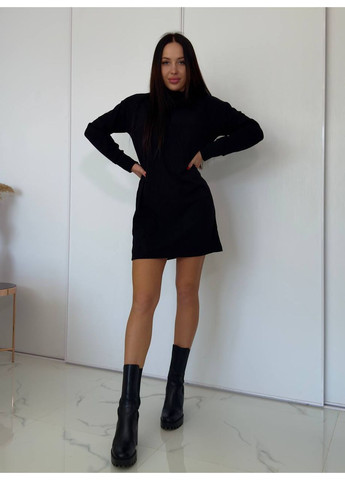 Черное праздничный, повседневный, вечернее, деловое, кэжуал женское платье-туника платье-свитер No Brand однотонное