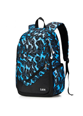 Рюкзак черный с синими треугольниками L&L (270016459)