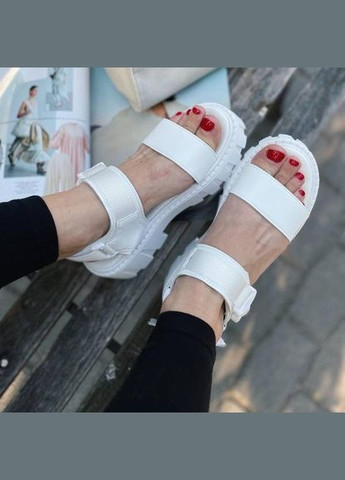 Жіночі шкіряні босоніжки на платформі 0853 Білі Seven (307151124)