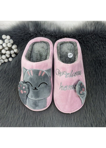 Сиреневые тапочки детские теплые с котиками Lion