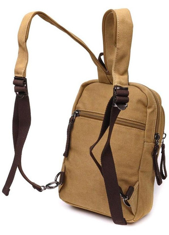 Сумка слінг чоловіча через плече на одну шлейку трансформер із міцного текстилю середня Пісочний 35743 Vintage (336889626)