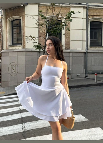 Молочное женское платье софт No Brand