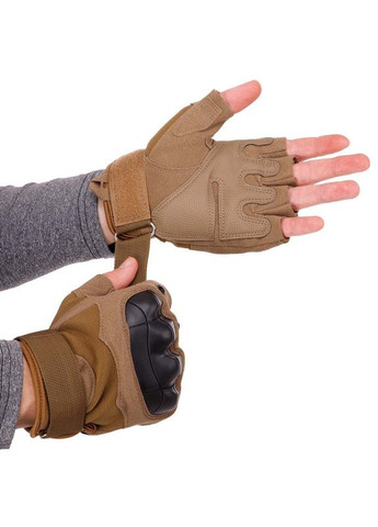 Рукавички тактичні з відкритими пальцями (PL, пластик, шкірозамінник, р-р, Хакі) (BC-8805_Хакі_M) SP-Sport (354703215)