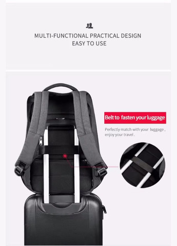 Рюкзак для путешествий мужской с отделом для ноутбука с кодовым замком T-B3361 15.6 дюймов Grey Tigernu (301871642)