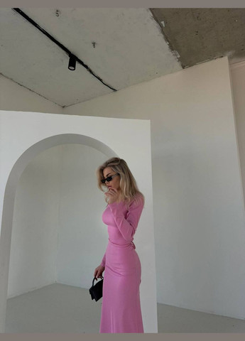 Розовое кэжуал женское платье рубчик No Brand