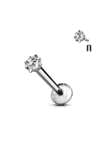 Сережка мікролабрет 1,2 мм з титану з фіанітом для пірсингу губ, хелікса, трагуса T23LI4-16102-C (10мм) Spikes (333698349)