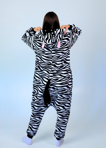 Кігурумі піжама Зебра плюшеве чорно-білий для жінок з капюшоном Lalapka (362490081)