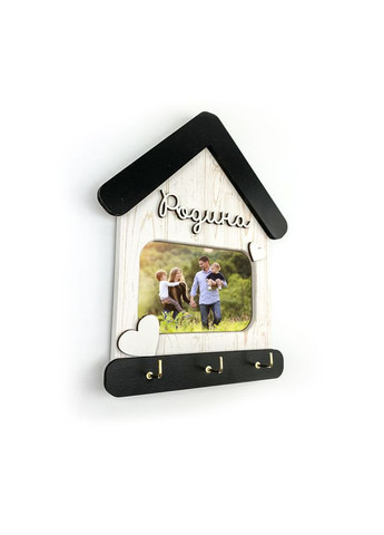 Декоративная ключница-рамка для фото Семья (Белая прямоугольная с сердечками) хрклрам0009бпу Тур-Колекшн (355465263)