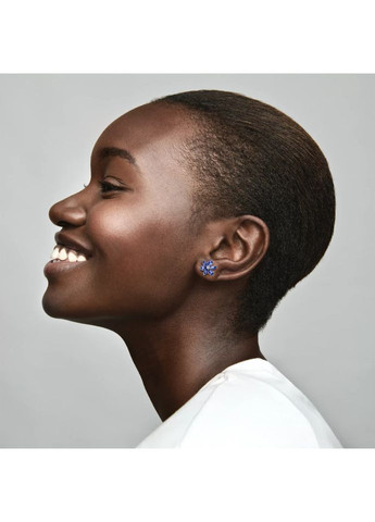 Серебряные серьги-кольца Пандора "Блестящий синий гербарий" 292407C01 Kabluchka (355344174)