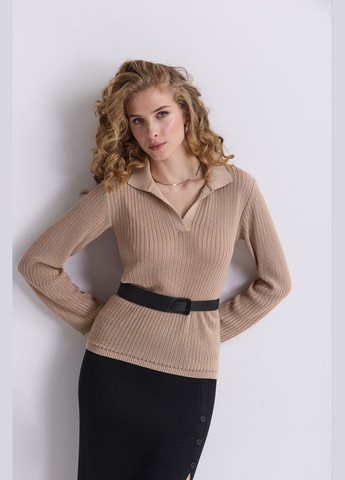 Темно-бежевий демісезонний жіноче ажурне поло з віскозної пряжі (2717) Triko Bakh