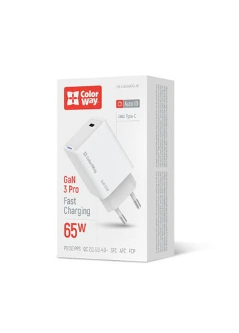 Зарядное устройство для (CW-CHS049PD-WT) Colorway GaN Mini 65W PD Port PPS USB-C white (369880393)