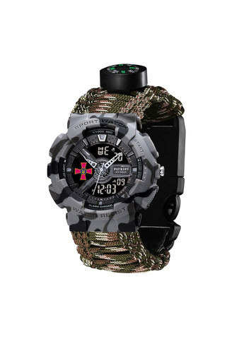 Наручний годинник сірий камуфляж спортивний для чоловіків з будильником і секундоміром ProDobro (367267644)