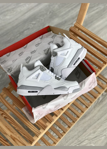 Кросівки жіночі і чоловічі Nike Air Jordan 4 Retro White Oreo white | Найк Аір Джордан 4 Ретро Вайт Орео білі No Brand білі всесезони (307288679)