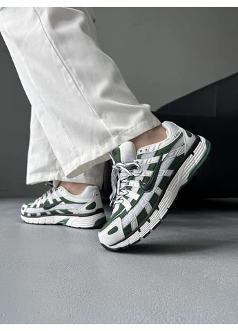 Белые летние кроссовки nike p-6000 white/green найк п-6000 No Brand
