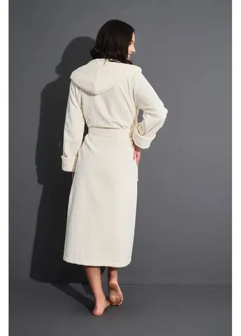 Халат жіночий з капюшоном на поясі 4275 Krem /XL Nusa (410406391)