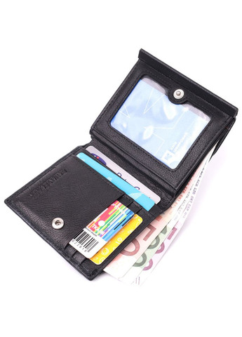 Компактний жіночий гаманець із монетницею зовні з натуральної шкіри 22542 Чорний st leather (329146457)