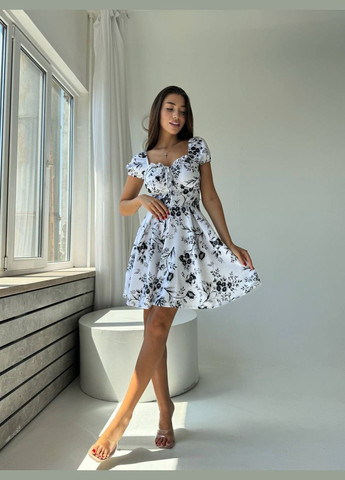 Чорна святковий жіноча сукня а-силует FINO Mode з квітковим принтом