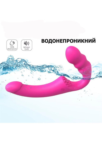 Безременевий рожевий страпон з вібрацією та дистанційним керуванням Slimline (305074862)