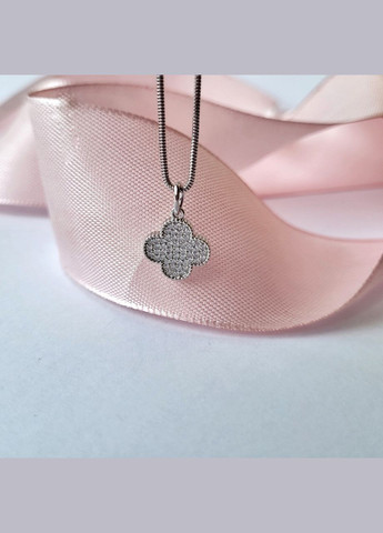 Серебряная Подвеска кулон Клевер с Белыми камнями серебро 925 пробы Родированное п2ф/3003 1.10г No Brand (306743186)