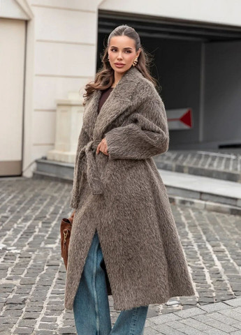 Темно-бежевое зимнее Пальто оверсайз Hot Fashion