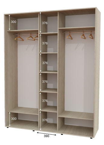 Шафа-купе тридверна 180*60*250 см Дуб Шамоні світлий 3 двері ДСП ШК-04 Алекса (360475279)