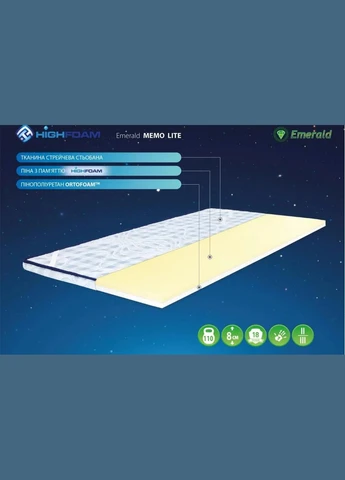 Матрас ортопедический Emerald Memo Lite 170x200 см HighFoam (327082276)