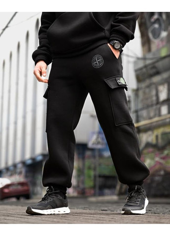 Стильний чоловічий костюм Stone Island на флісі чорний осінь/зима No Brand (368766244)