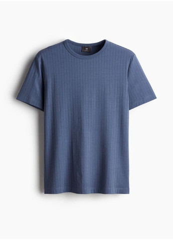 Синя чоловіча футболка в рубчик slim fit із суміші ліоцеллю н&м (57012) s синя H&M