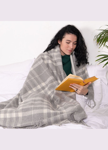 Плед кашеміровий клітина сірий 140x200 см Love You (305575525)