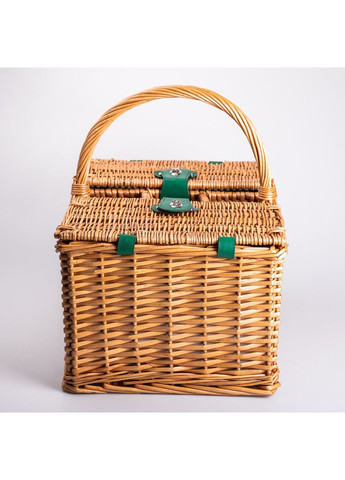 Кошик плетений для пікніка з посудом на 4 персони 48х33х43 см набір посуду туристичний для кемпінгу HP-ZQ-3 LUGI (366964636)