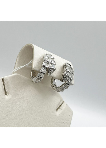 Сережки-кільця срібні з кубічним цирконієм "Змія" 5,38 г No Brand (369737257)