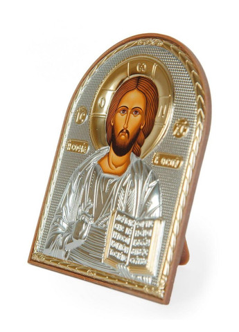 Серебряная Икона Иисуса Христа Спасителя 4х5,6 арочной формы в пластиковом киоте Silver Axion (266266199)