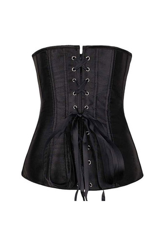 Корсет атласний чорний на шнурівці, жіночий No Brand (360897603)