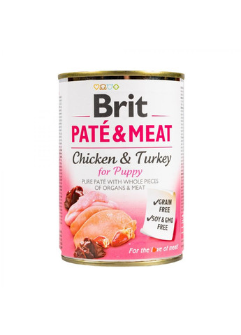 Влажный корм для щенков Pate & Meat Chicken 400г, с курицей и индейкой Brit (292257564)