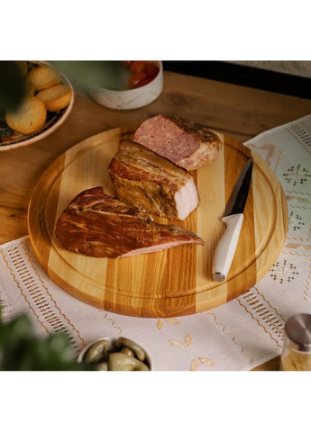 Обробна дерев'яна дошка кругла 35 см для подачі нарізки ясен C12W350 (A-033373) LUGI (354825562)