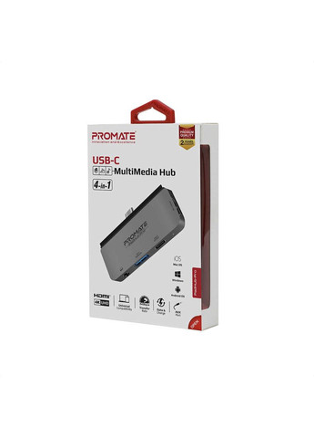 USB-хаб PadHub-Pro USB Type-C 4-в-1 Grey Promate (336952062)