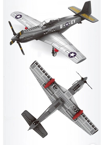 Детский конструктор Истребитель P-51 Mustang Fighter, самолет 258 деталей (4006) Wange (368833799)