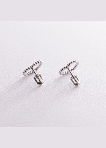 Серьги - пусеты Сердечки в белом золоте с08296 Oniks (264024654)