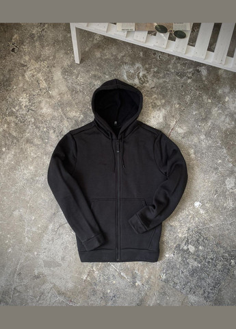 Зимова базова однотонна кофта на змійці з начосом чорна Vakko (301834053)