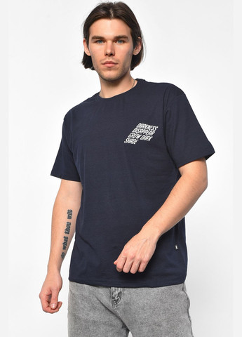 Темно-синяя футболка мужская полубатальная темно-синего цвета Let's Shop