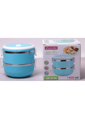 Ланч-бокс Food Box 2 емкости 700мл контейнер для еды с ручками пластиковый судок для обедов Kamille (368990209)