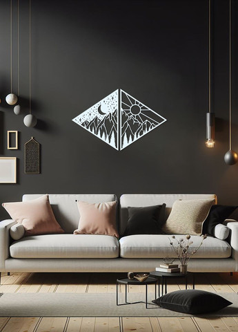 Декор для кімнати, дерев'яна картина на стіну "День і ніч", стиль лофт 30х45 см Woodyard (292111959)